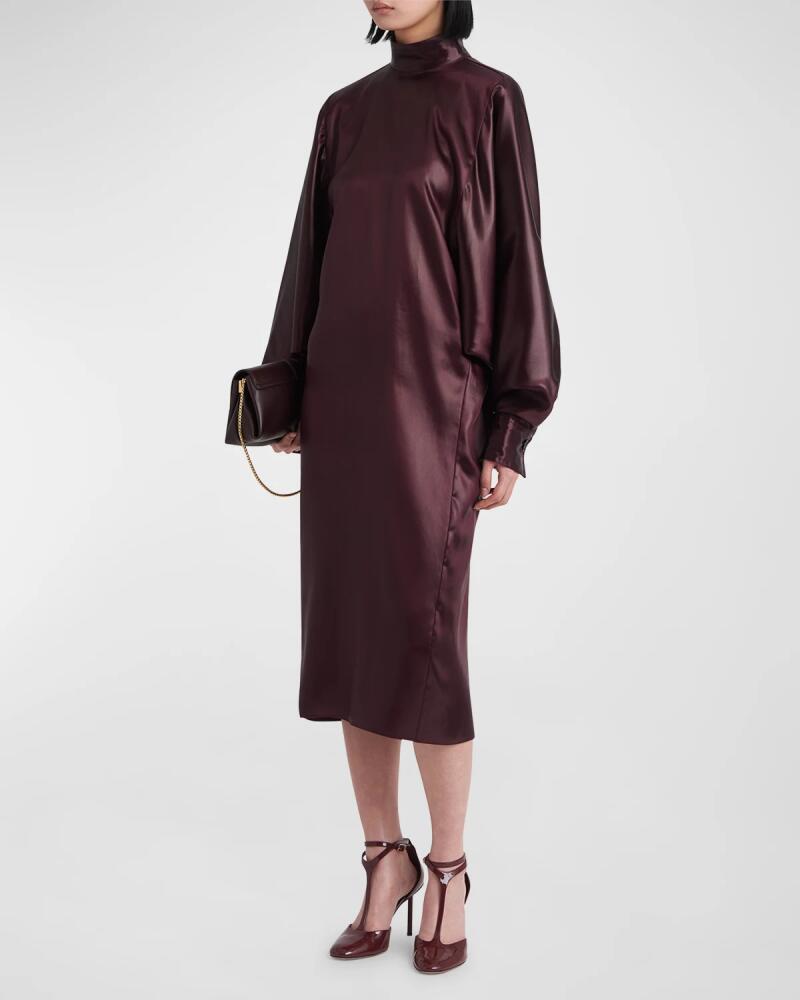 Ferragamo Bat-Wing Mock Neck Midi Dress Cover