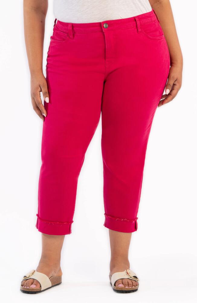 KUT from the Kloth Amy Frayed Crop Slim Straight Leg Jeans in Brave Fuschia Cover