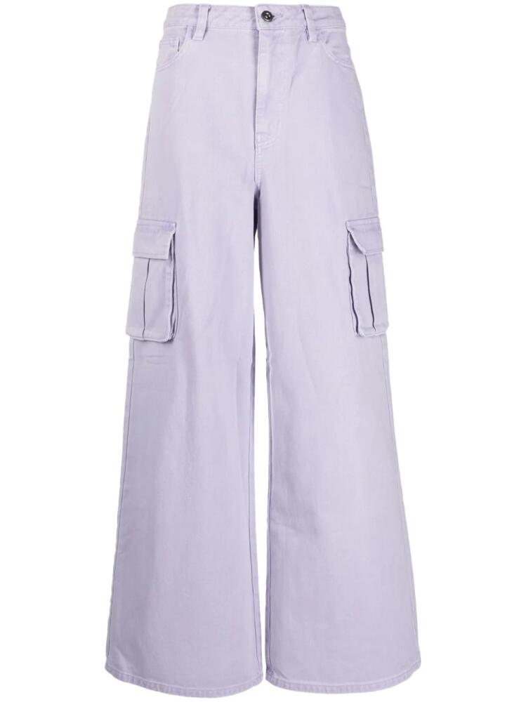 Self-Portrait wide-leg cargo jeans - Purple Cover