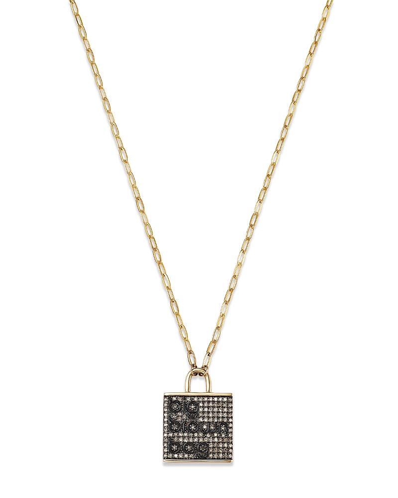 Bloomingdale's Fine Collection Champagne Diamond Big Brown Bag Pendant Necklace in 14K Yellow Gold, 0.33 ct. t. w. Cover