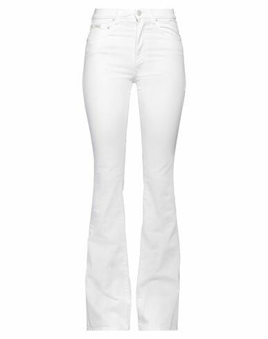 (+) People Woman Pants White Cotton, Elastane Cover