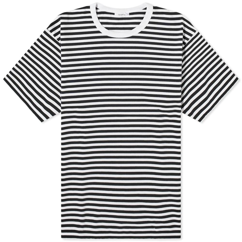 Nanamica Men's COOLMAX Striped T-Shirt in Black X White Cover