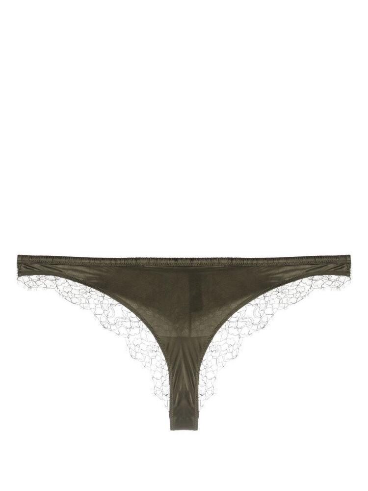 Maison Close lace-trim detail thong - Green Cover