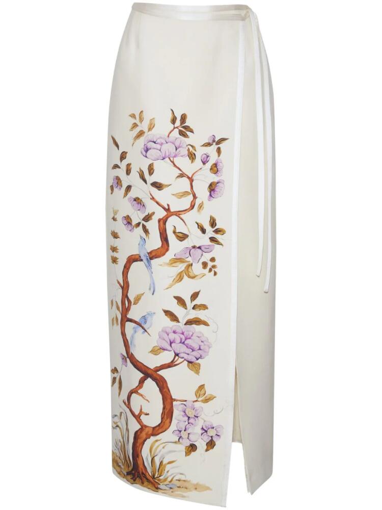 Adam Lippes graphic-print wrap skirt - White Cover