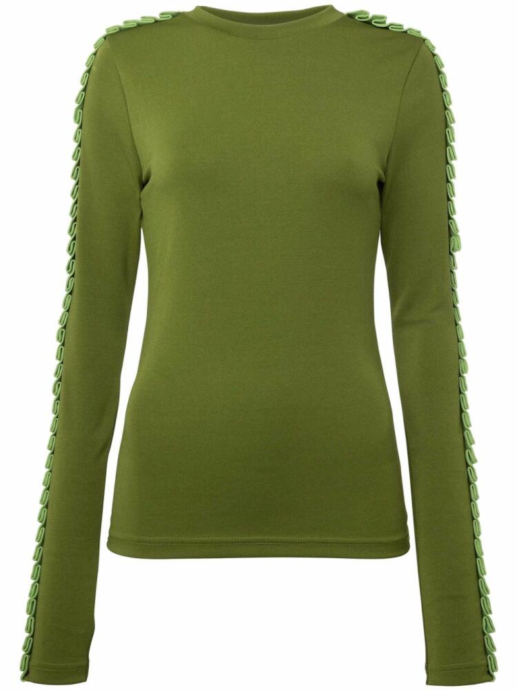 JW Anderson pleated-trim long-sleeve top - Green Cover