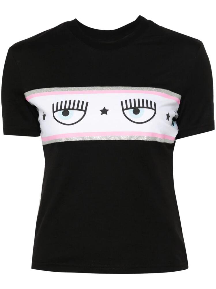 Chiara Ferragni Eyelike-motif cotton T-shirt - Black Cover