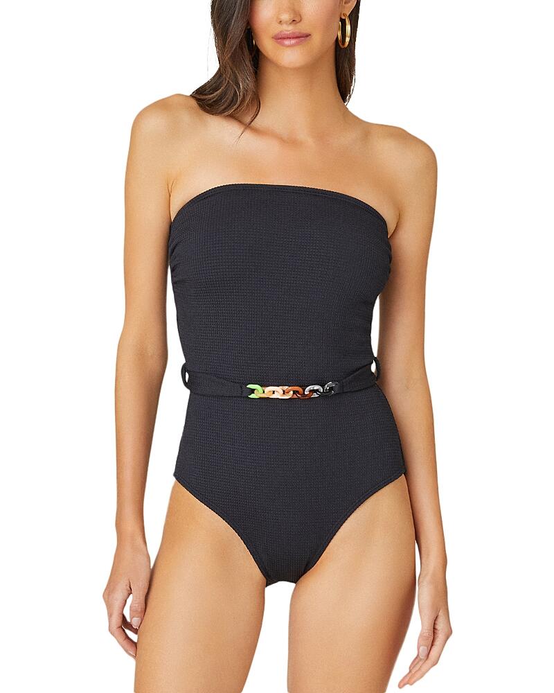 Shoshanna Hive Textured Belted One-Piece Swimsuit Cover