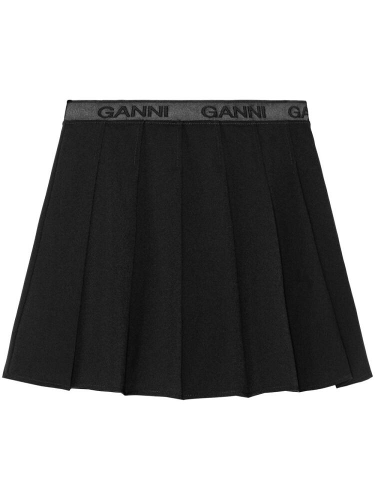 GANNI light twill pleated mini skirt - Black Cover