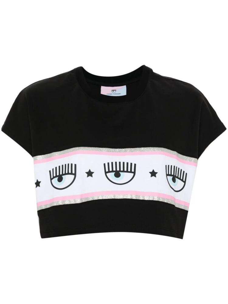 Chiara Ferragni Maxi Logomania-print cropped T-shirt - Black Cover