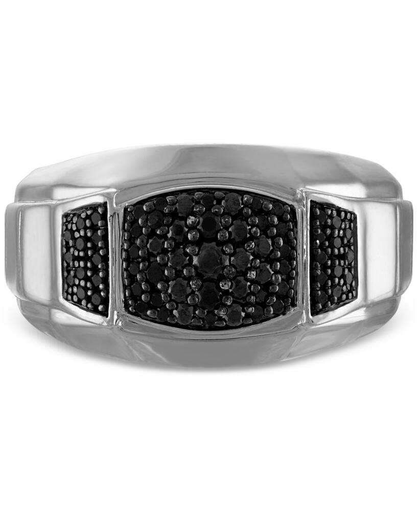 Bulova Men's Black Diamond Triple Cluster Ring (1/2 ct. t.w.) in Sterling Silver-Plate Cover