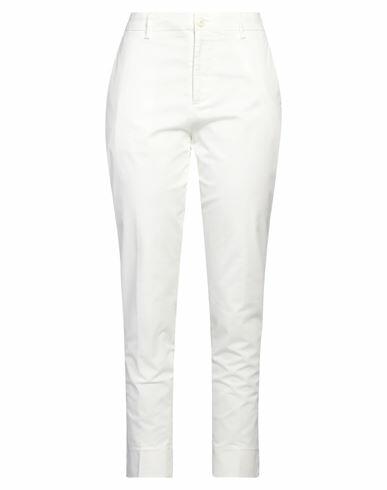 (+) People Woman Pants White Cotton, Elastane Cover