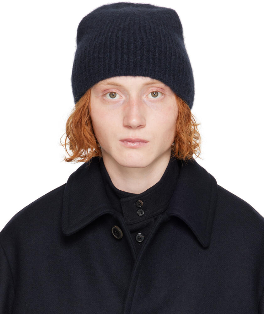 Dries Van Noten Navy Alpaca & Merino Wool Beanie Cover