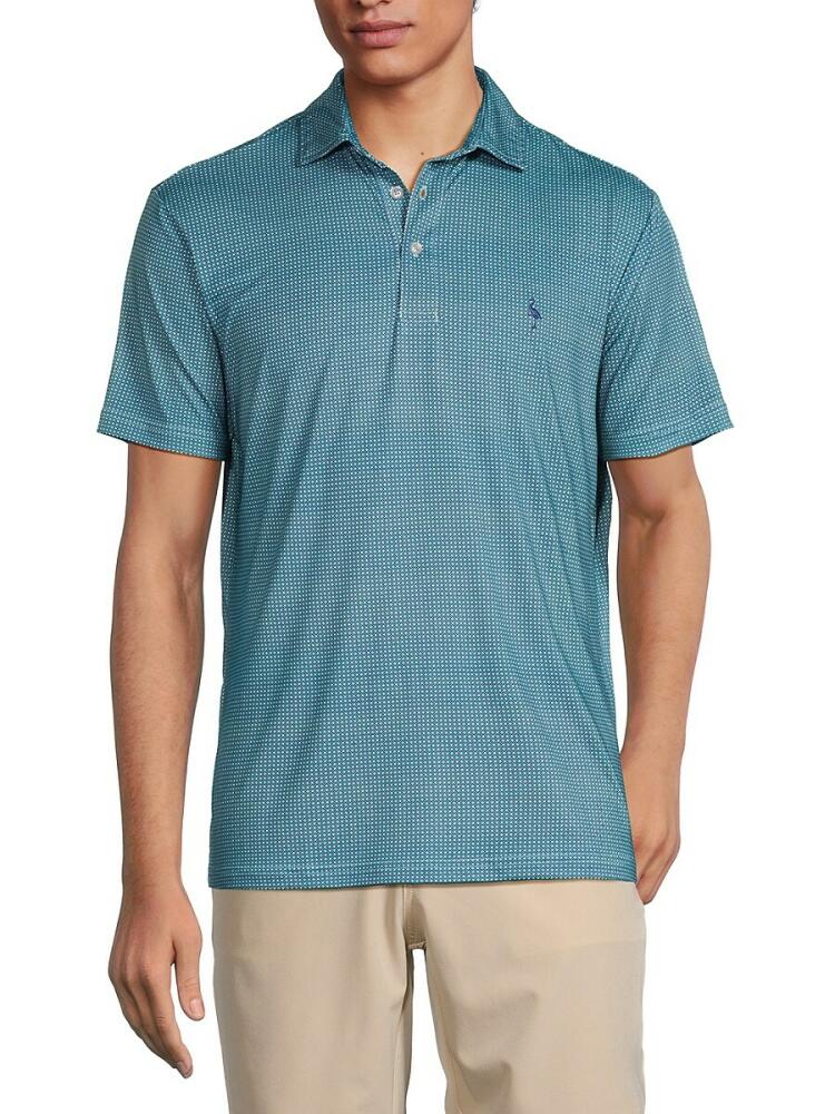 TailorByrd Men's Polka Dot Performance Polo - Fresh Mint Cover