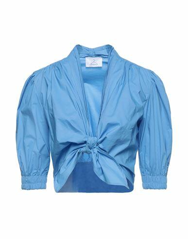 Berna Woman Shirt Azure Cotton, Elastane Cover