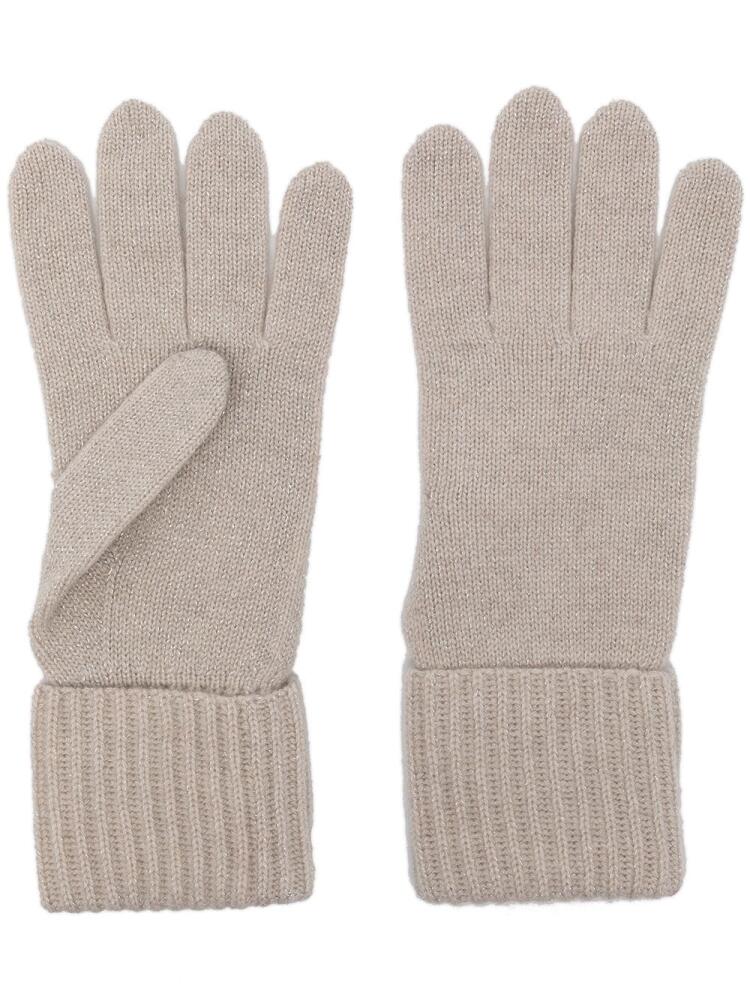 N.Peal ribbed knit cashmere-blend gloves - White Cover