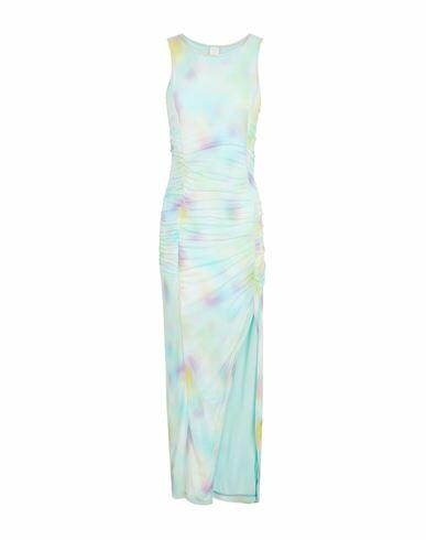 8 By Yoox Printed Jersey Front-slit Long Dress Woman Maxi dress Sky blue Viscose Cover