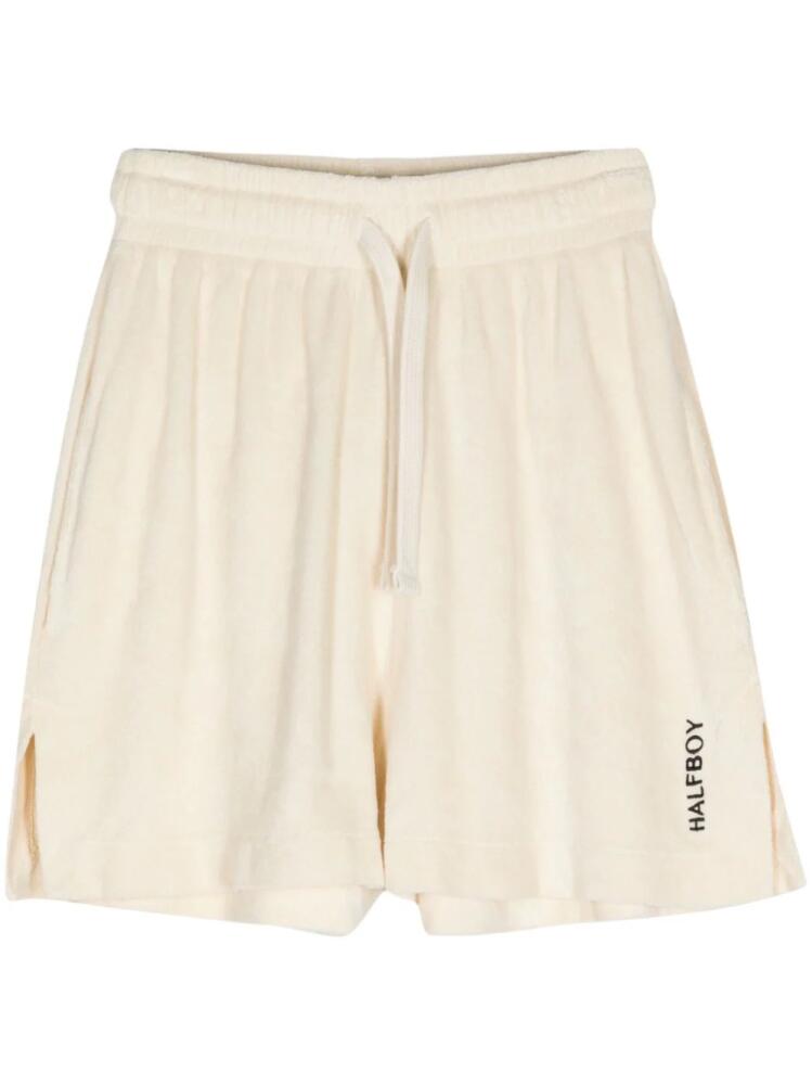 Halfboy logo-embroidered terry-cloth shorts - Neutrals Cover