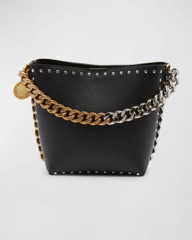 Stella McCartney Frayme Studded Two-Tone Vegan Leather Bucket Bag Cover