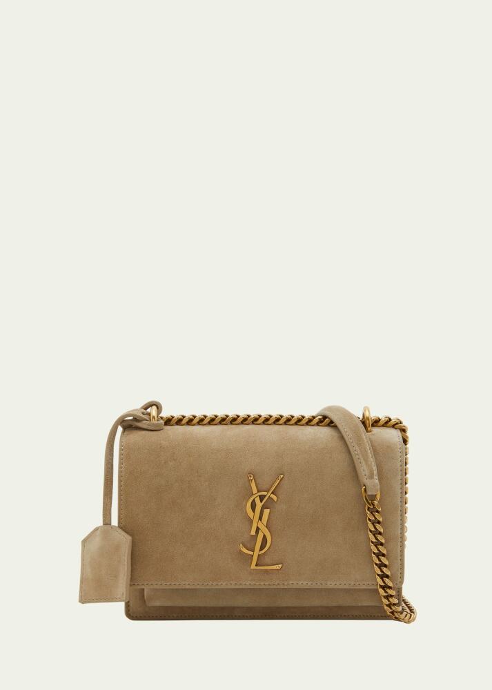 Saint Laurent Sunset Small YSL Crossbody Bag in Suede Cover