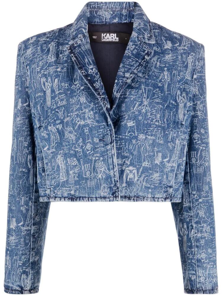 Karl Lagerfeld sketch-print cropped jacket - Blue Cover