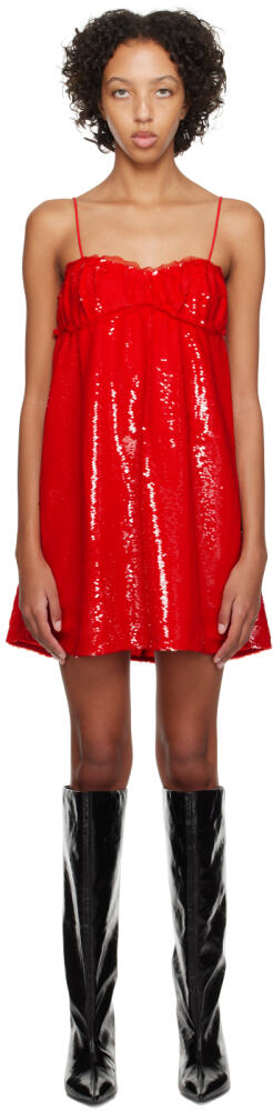 GANNI Red Sequin Mini Dress Cover