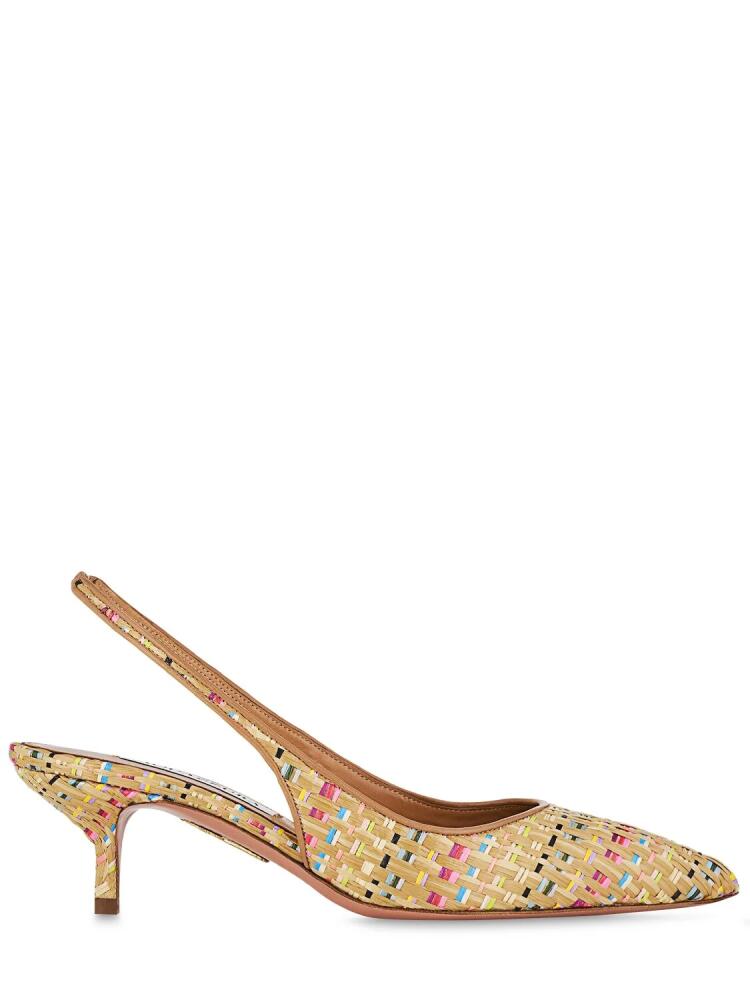 AQUAZZURA 50mm Purist Raffia Slingback Flats Cover