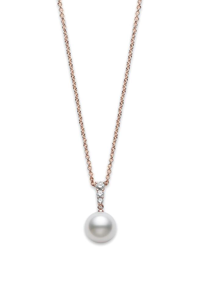 Mikimoto Morning Dew Diamond & Pearl Necklace in Rose Gold Cover