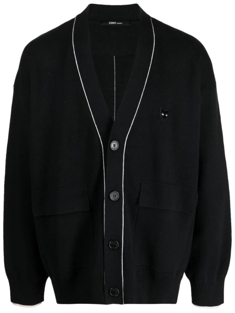 ZZERO BY SONGZIO Trace Panther V-neck cardigan - Black Cover