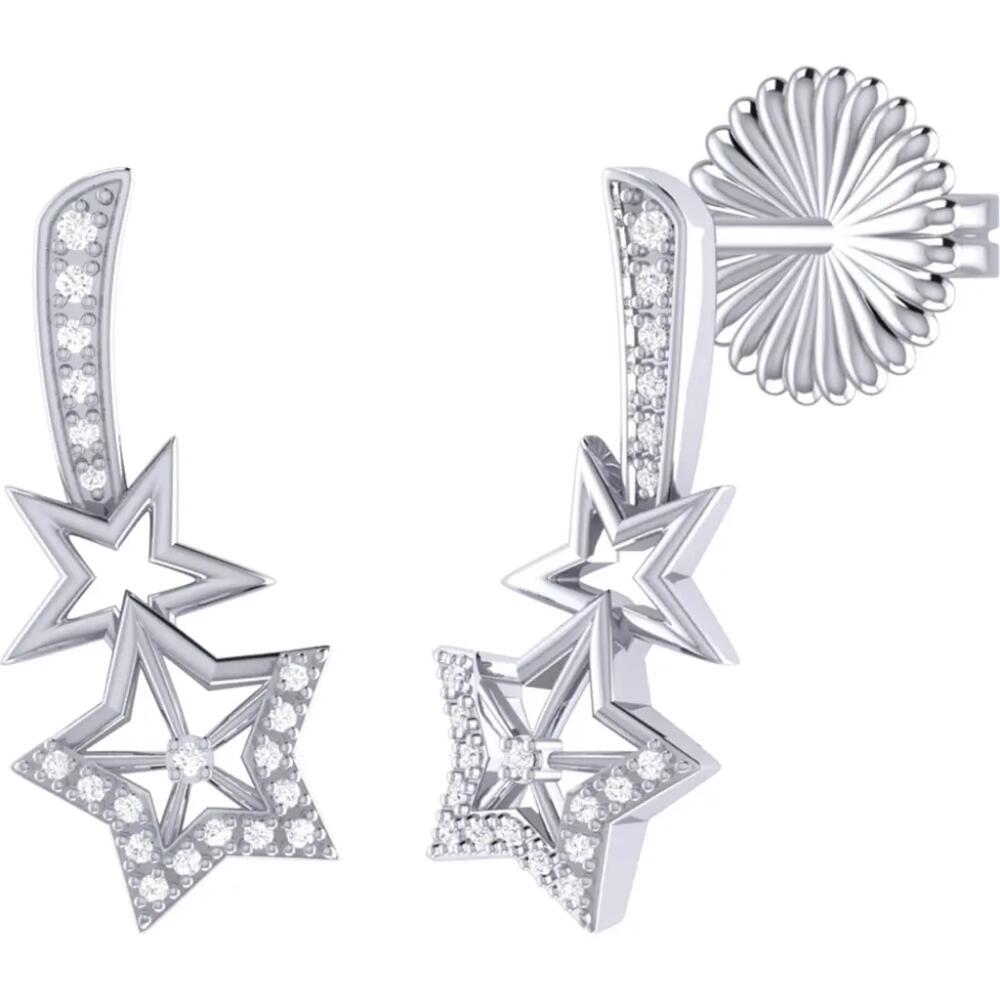 LuvMyJewelry Dazzle Duo Sterling Silver Diamond Ear Climbers Cover