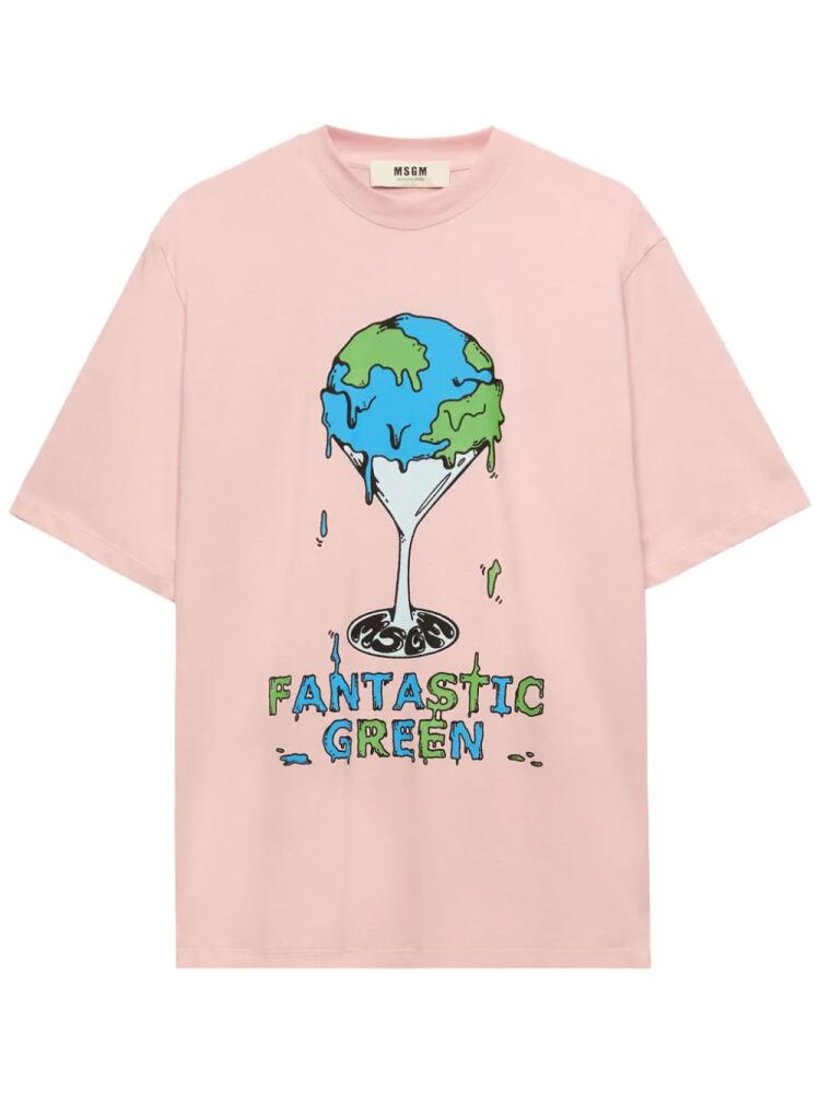 MSGM Fantastic Green T-shirt - Pink Cover