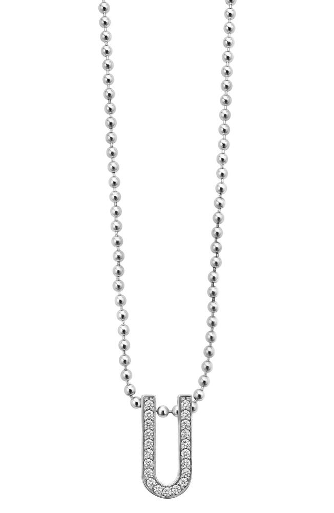 LAGOS Caviar Spark Large Linear Pavé Diamond Pendant Necklace in Silver Cover