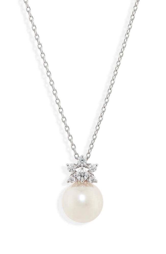 Mikimoto Akoya Cultured Pearl & Diamond Pendant Necklace in White Gold Cover