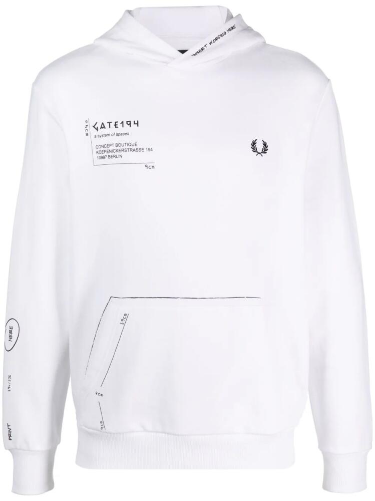 Fred Perry x GATE194 signature-print hoodie - White Cover