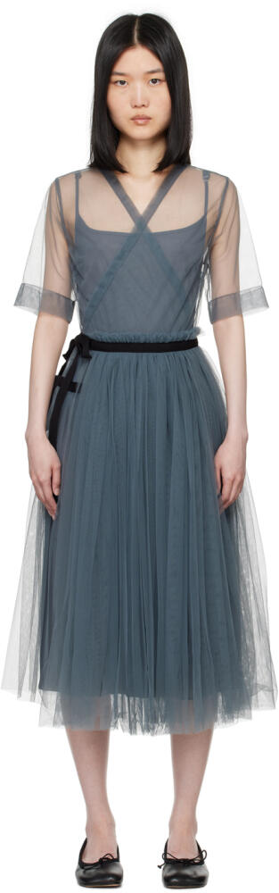 Molly Goddard Gray Layered Midi Dress Cover