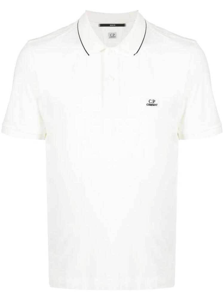 C.P. Company embroidered-logo polo shirt - White Cover