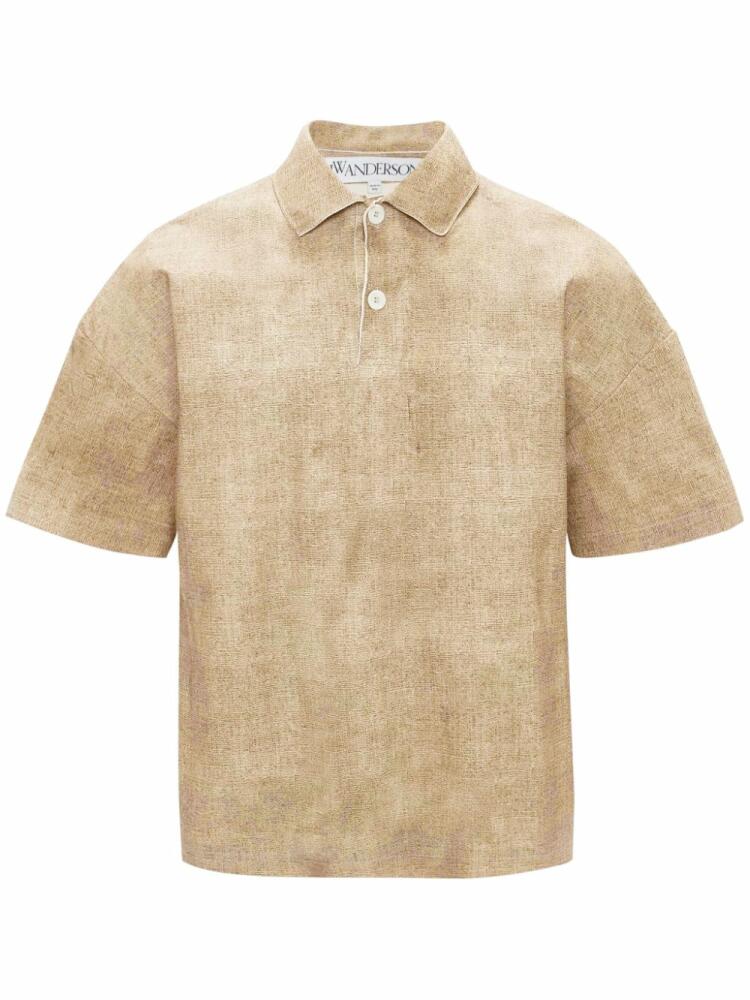 JW Anderson jute-print leather polo shirt - Neutrals Cover