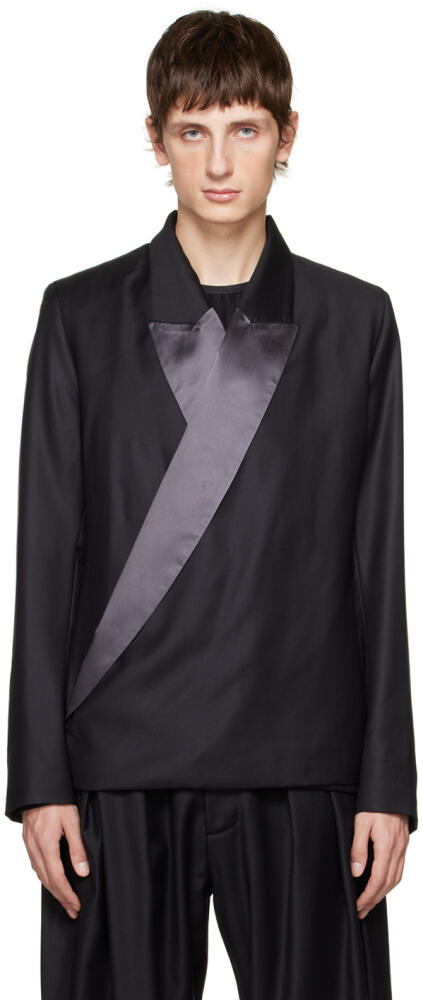 AARON ESH Black Low Lapel Blazer Cover