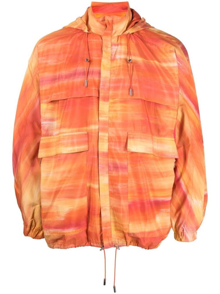 Ahluwalia abstract-print hooded jacket - Orange Cover