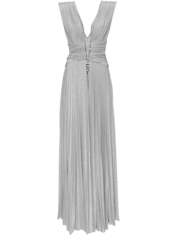 Elisabetta Franchi pleated lurex gown - Grey Cover