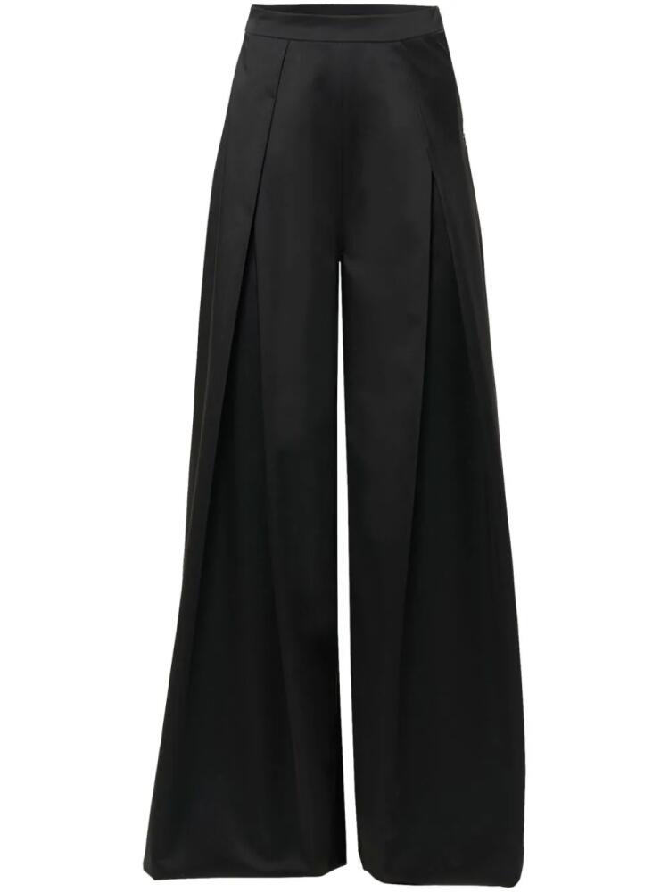 Carolina Herrera high-waist satin wide-leg trousers - Black Cover