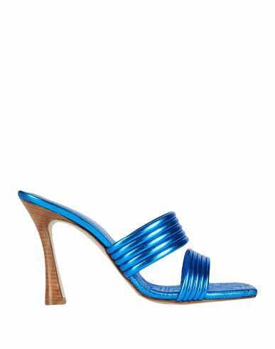 Giampaolo Viozzi Woman Sandals Blue Sheepskin Cover