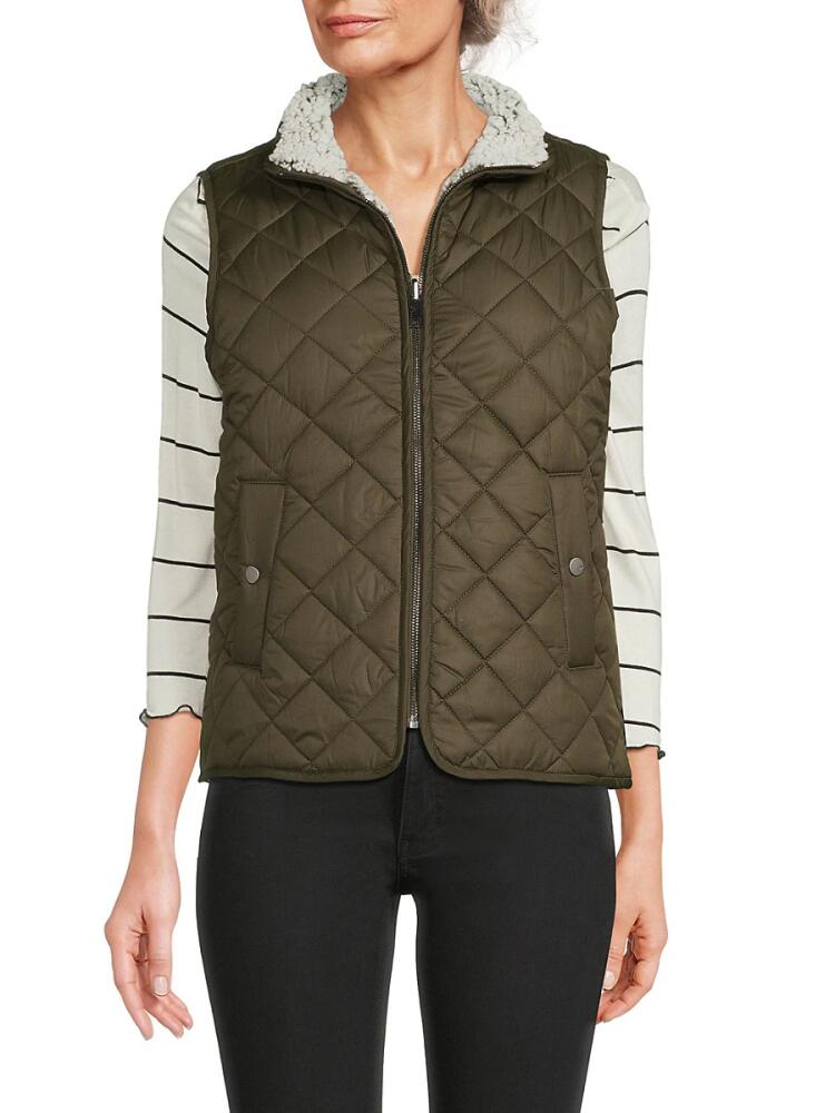 Andrew Marc Women's Faux Fur Reversible Vest - Olive Cover