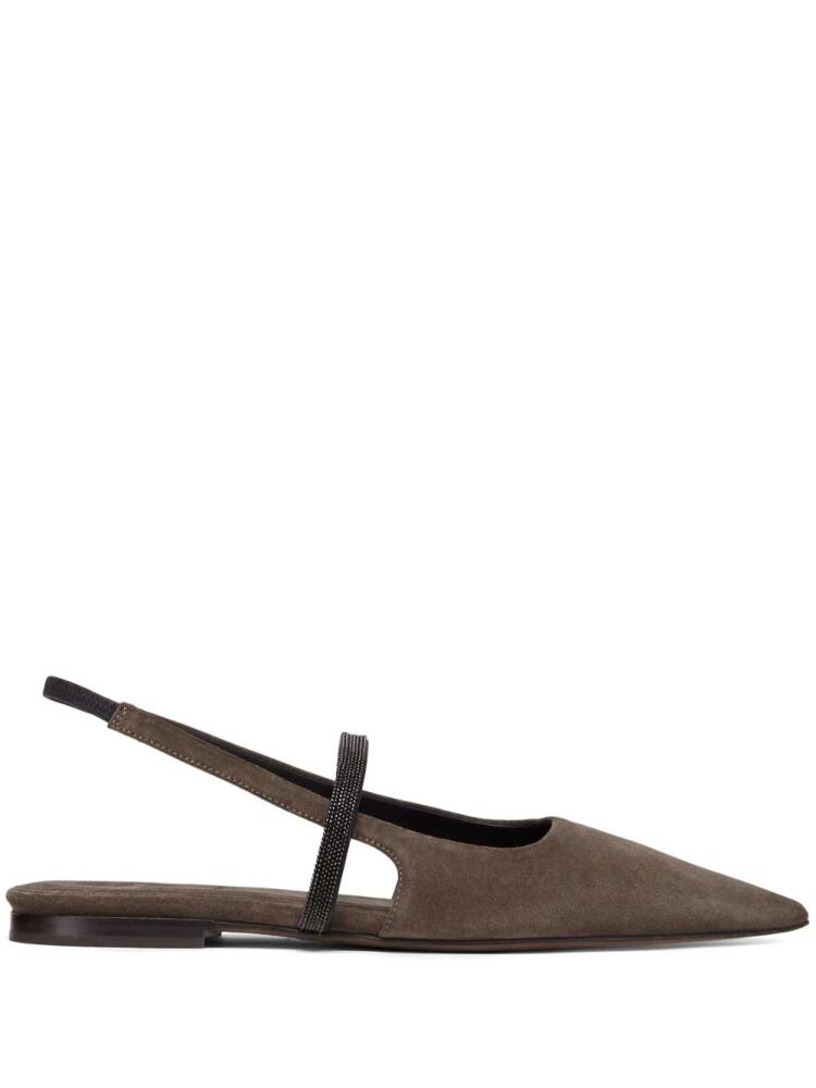 Brunello Cucinelli suede sling-back ballerinas - Brown Cover