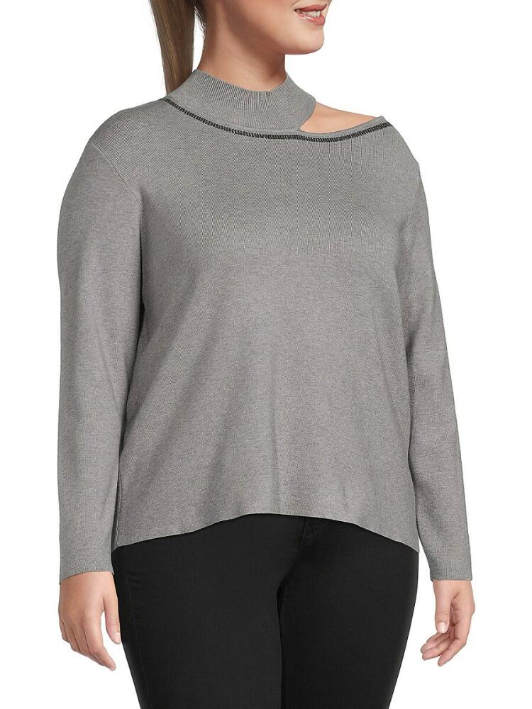 Calvin Klein Women's Plus Cutout Sweater - Heather Granite Cover