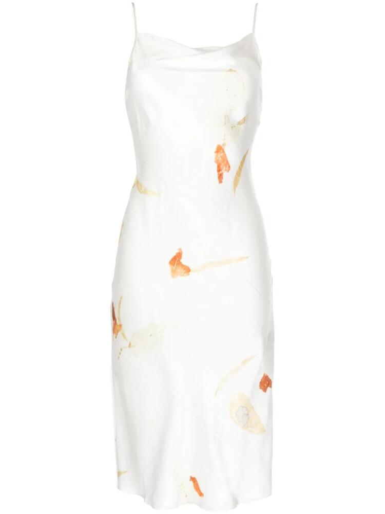 Feng Chen Wang floral-print silk midi dress - White Cover