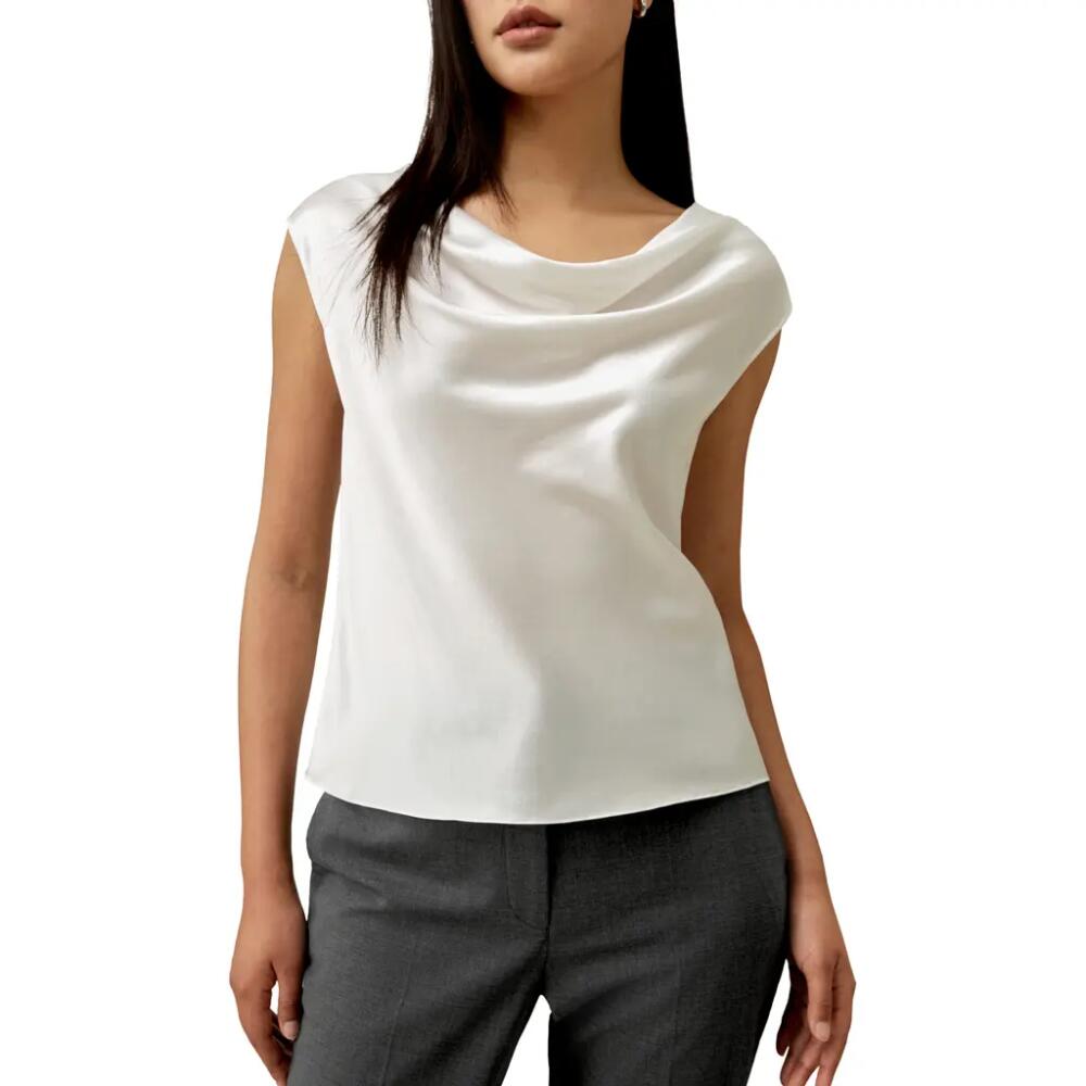 Lilysilk Silk Charmeuse Cowl Neck Top in Natural White Cover