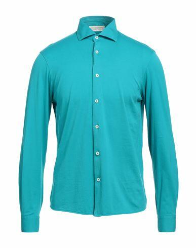 Filippo De Laurentiis Man Shirt Turquoise Cotton Cover