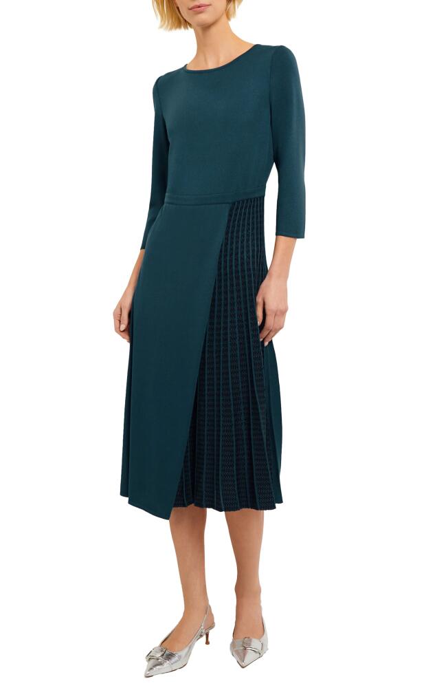 Misook Contrast Panel Knit Dress in Marine Teal/Black Cover