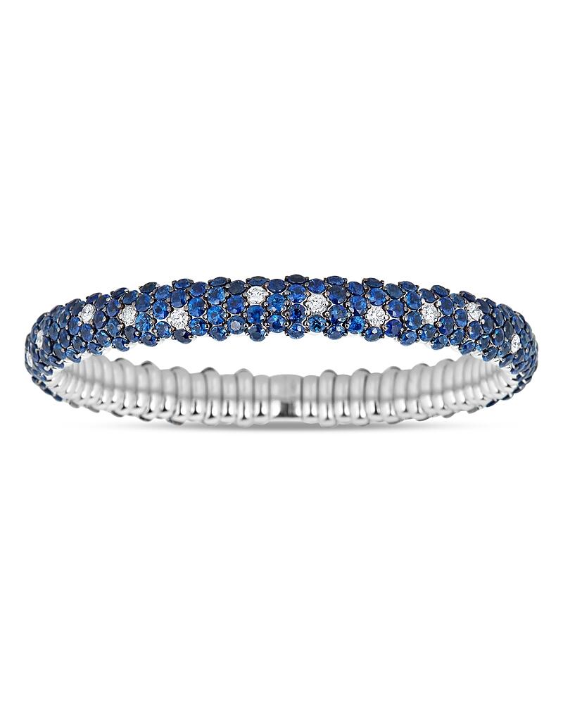 Zydo 18K White Gold Stretch Sapphire & Diamond Domed Bracelet Cover