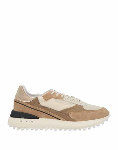 D. a.t. e. Man Sneakers Beige Leather, Textile fibers Cover